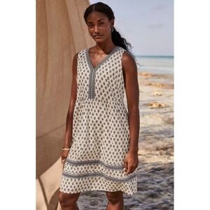 Purejill J.jill XL Sleeveless Tiered‎ Black Cream Foulard Stamp Boho Dress Flowy